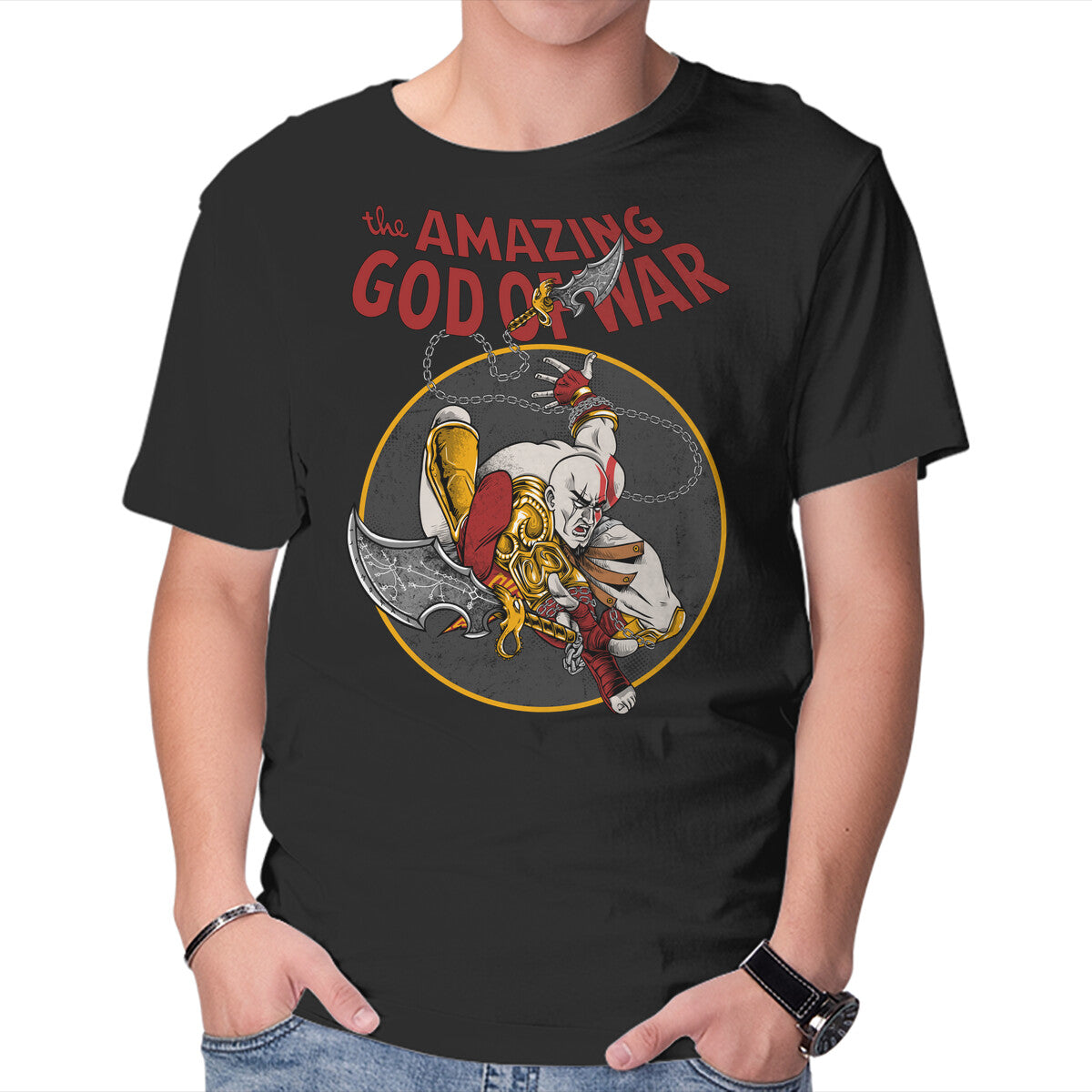 Unisex Crew Neck T-Shirt The Amazing God Of War Graphic Short Sleeve Casual Tee XXXXL