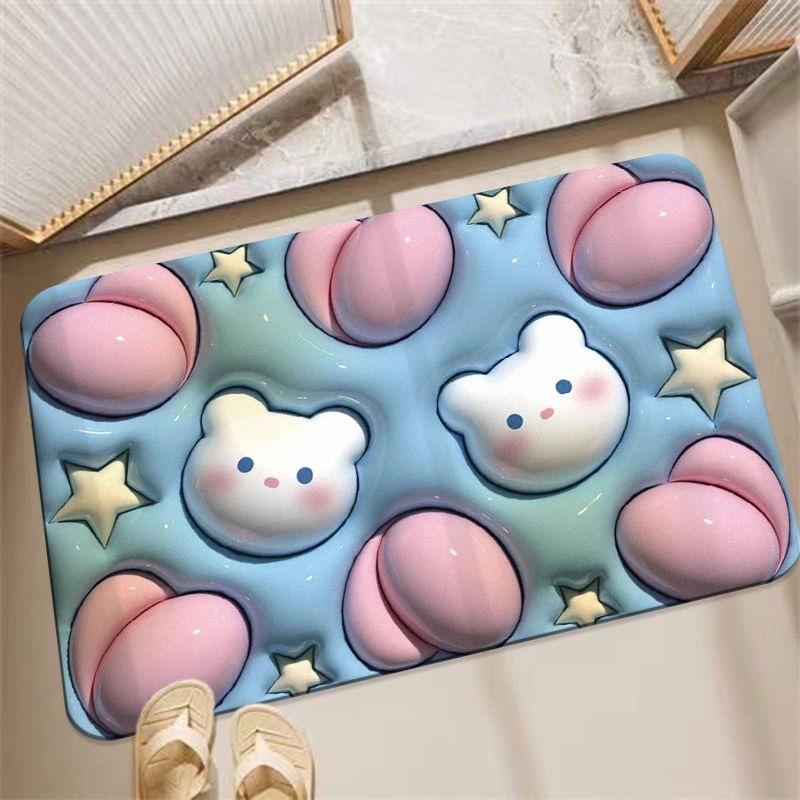Floor Mat 3D Visual Effect Quick Drying Diatom Mud 40x60cm Flower Pattern Bathroom Anti-slip Floor Mat Daily Use DROPSHIPPING