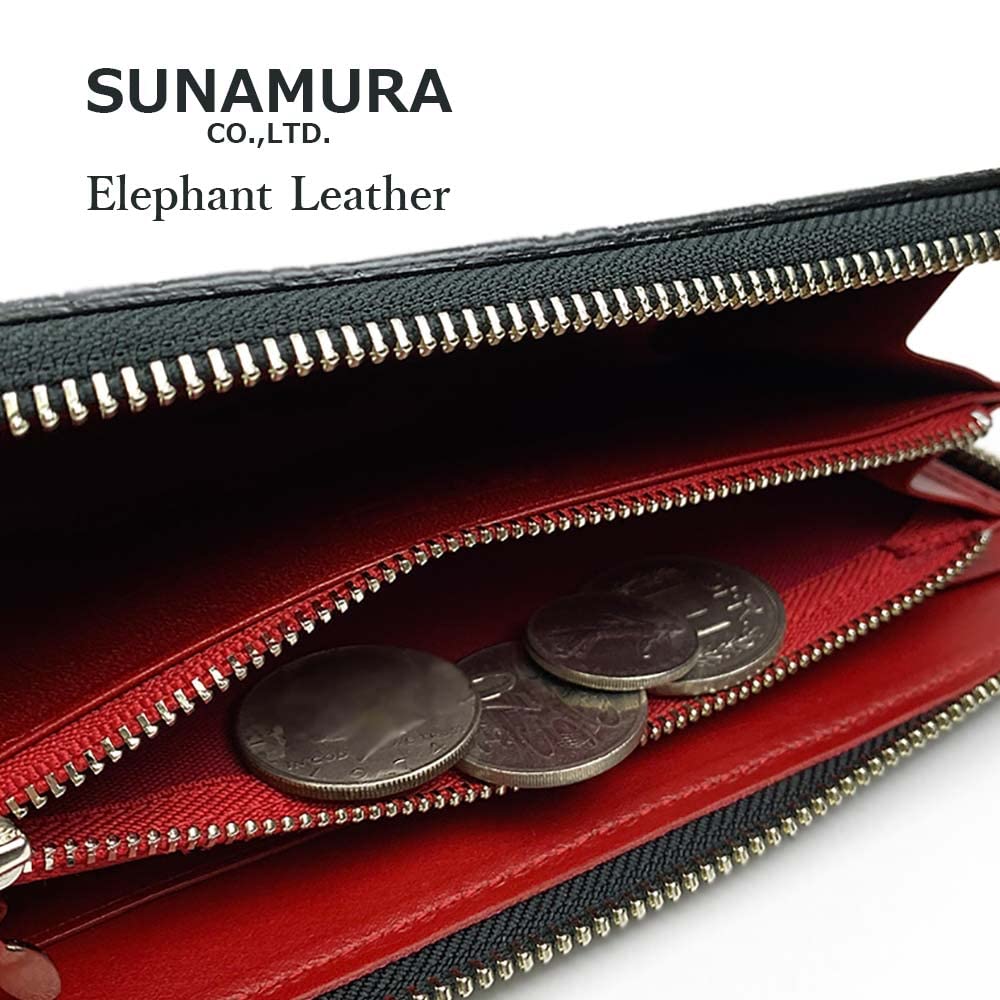 3 SUNAMURA Sunamura Made in Japan High Quality Elephant Leather Round Zipper Long Wallet Long Wallet Elephant Leather [TAKKA Shoji] [All colors]