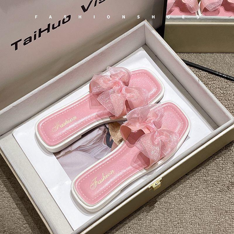 Sommersandalen im Feenstil für Kinder - Koreanische flache Flip-Flops mit eckiger Zehenpartie für Damen