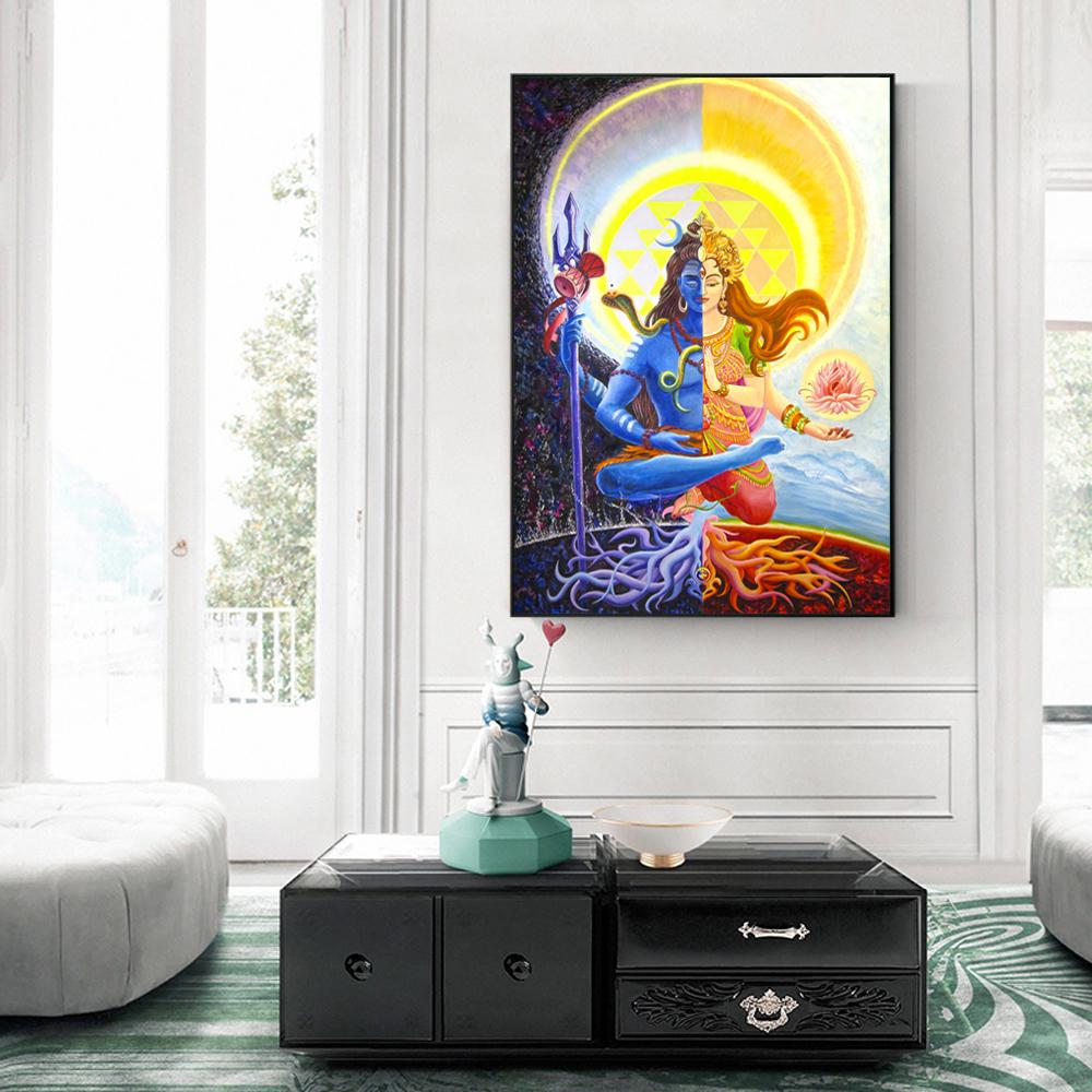 Lord Shiva Wall Posters And Prints, Hindu Gods Canvas Paintings On The Wall, Unframed Indian God Pictures For Living Room Wall