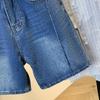DIMANAF 2025 Neue Sommer Kurze Jeanshosen Damen Knöpfe Locker Lässig Denim Harems Hosen Big Blue Pants