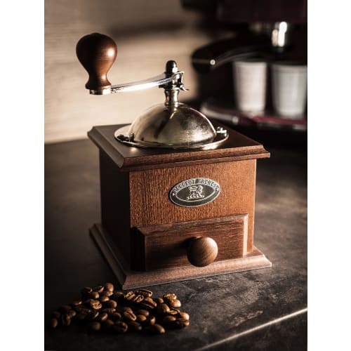 Peugeot Coffee Mill, Manual, Adjustable Grind Size, 25g Bean Capacity, Made In France, Chaki Nostalgia 841-1