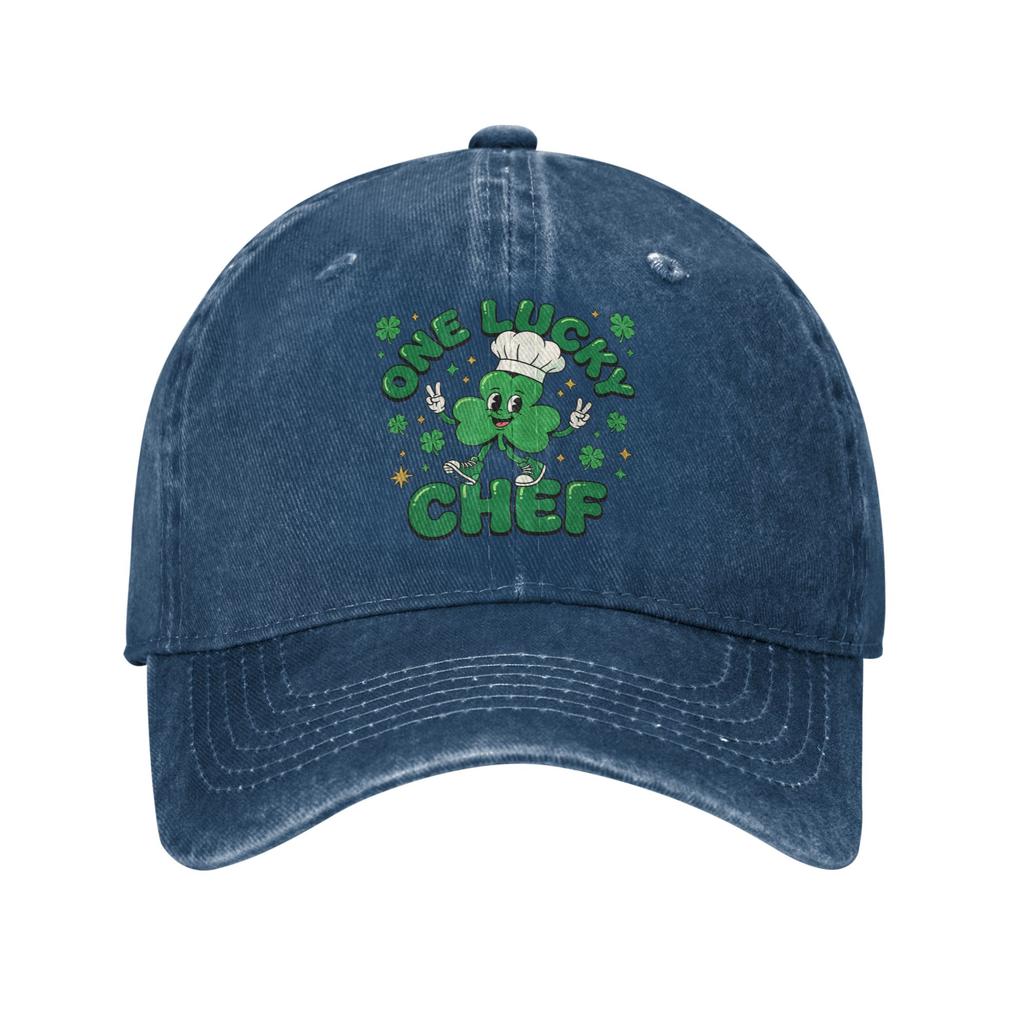 St Patricks Day Chef Lucky Shamrock Baseball Caps Distressed Denim Washed Cooking Snapback Unisex Women Outdoor Adjustable Hats