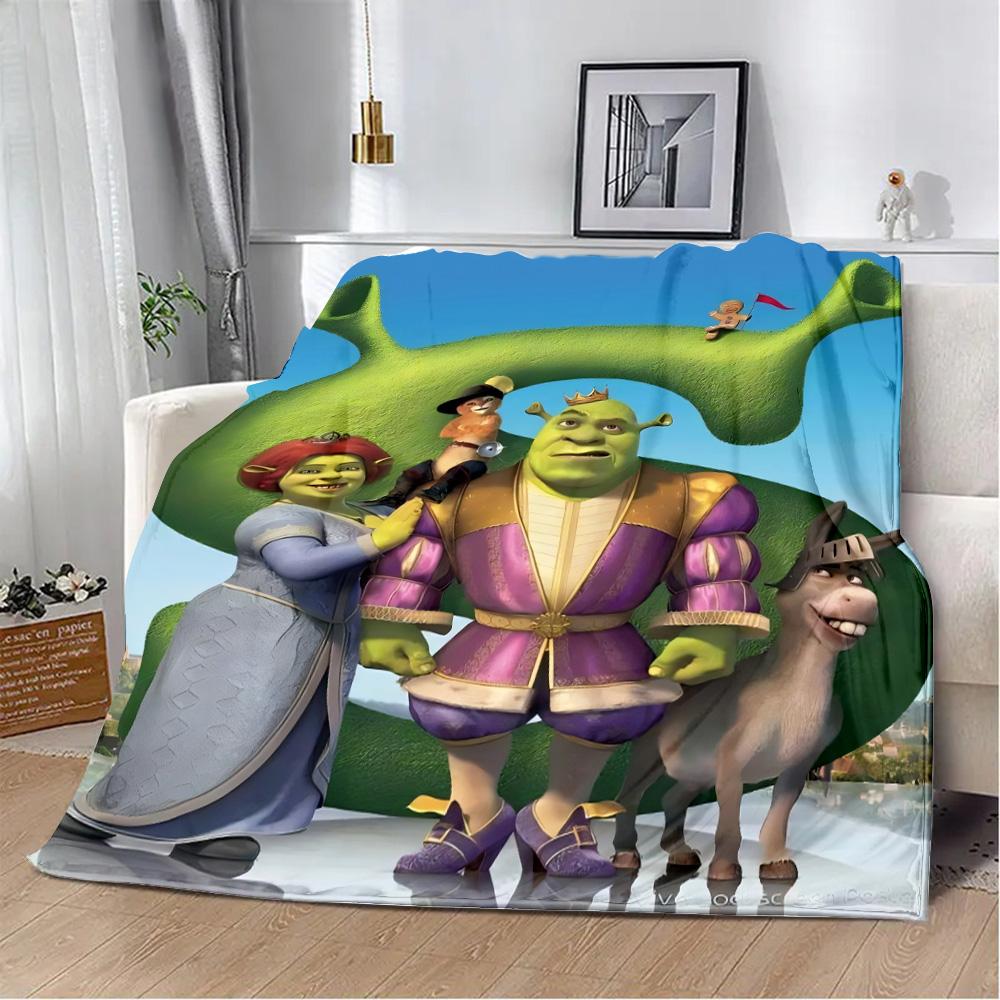 Funny Cartoon Shrek Printed Blanket Picnic Blankets Warm Blanket Soft and Comfortable Blanket Home Travel Birthday Gift