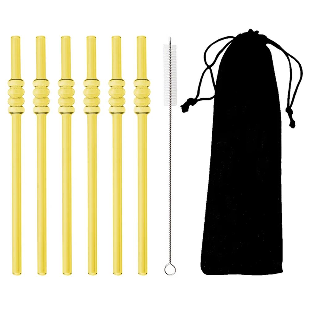 

8Pcs Reusable Drinking Glass Straw Ice-sugar Gourd Shape Straw For Smoothies Juice Milk Bar Accessories Theme Party Bar Tools золотий