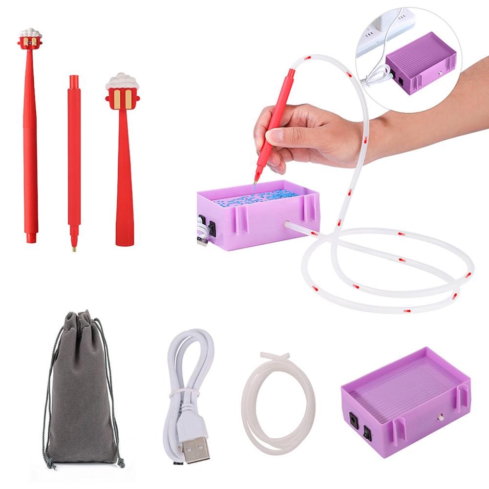 Diamantmålning Konstpennor Kit Elektriskt Diamantsugverktyg Bärbart Vakuum Diamantkonst Tillbehörsverktyg Anslutbar/Uppladdningsbar