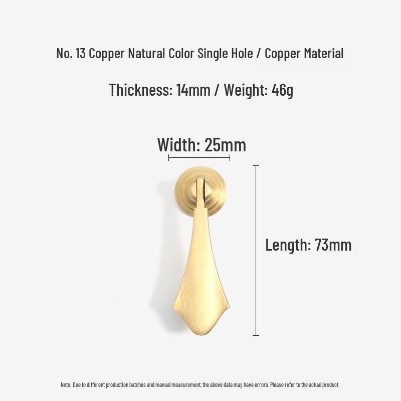 French Light Luxury Gold Brass Drawer Pull Handle