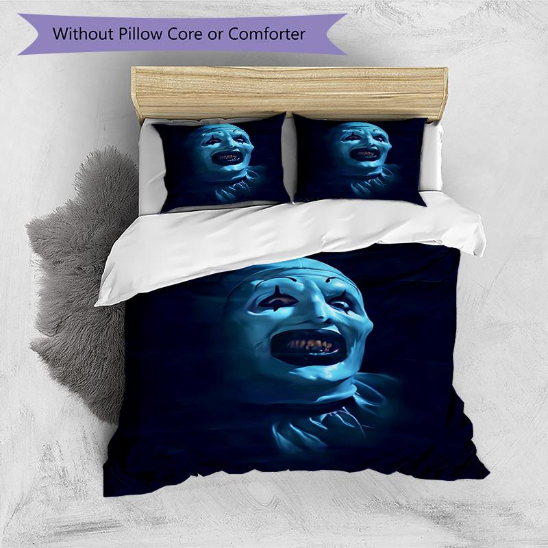 3pcs Art the Clown Terrifier1 pattern bedding set duvet cover set includes duvet cover &pillowcases, perfect all season bedroom decoration & gift