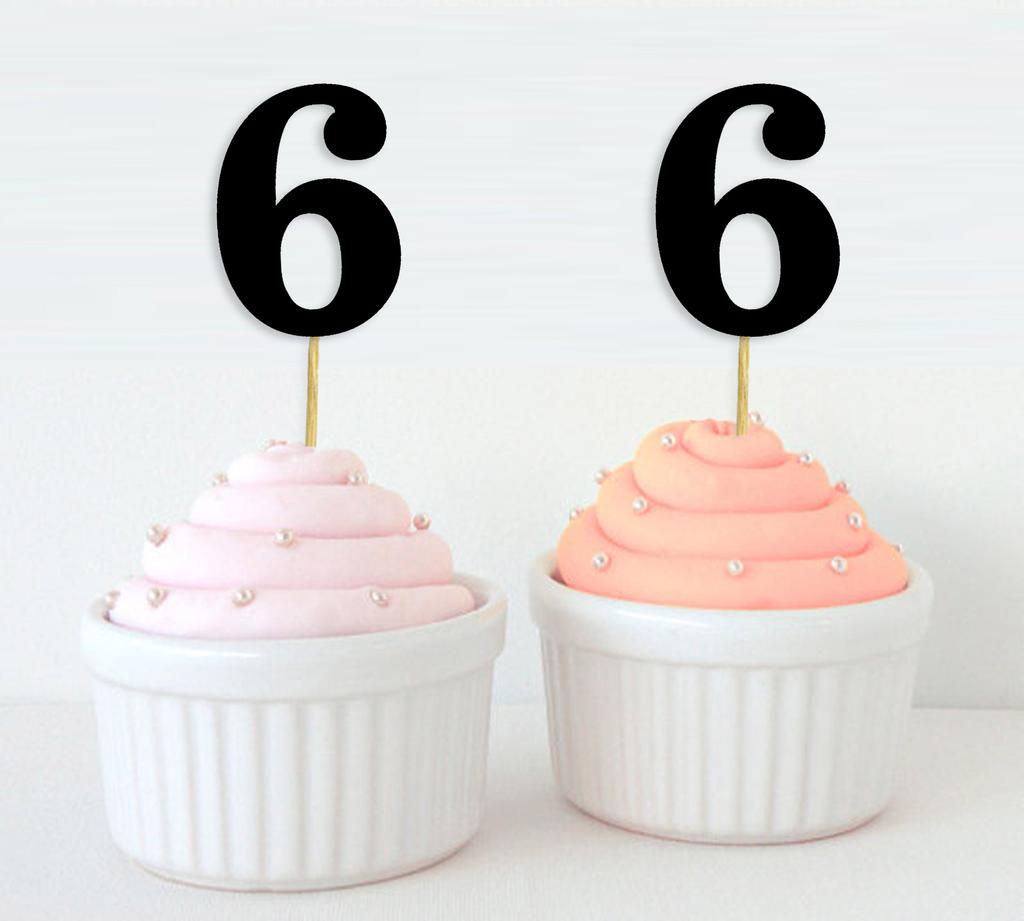 Darling Souvenir| Number 6 Birthday Year Cupcake Toppers| Birthday  Anniversary Party Dessert Decorations - Pack Of