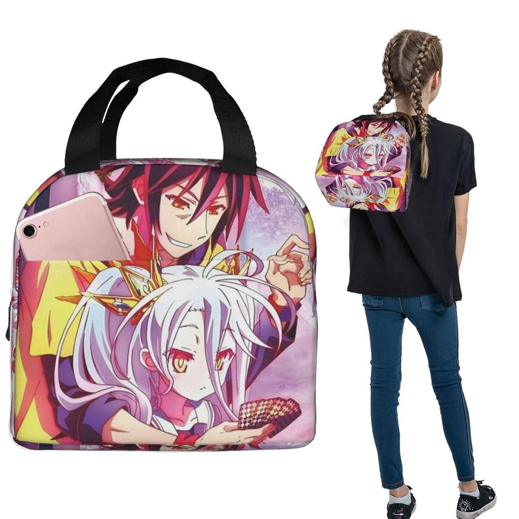 No Game No Life Zero Cover Image Insulated Lunch Bag for Women Children Portable Food Boxes Thermal Lunch Box Tote