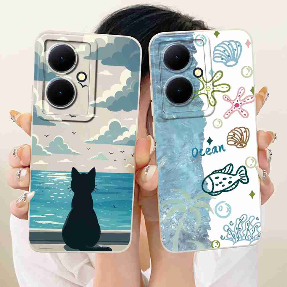 For vivo Y78+ 5G V2271A Case Cartoon Animal Cute Patterns Silicone Back Cover For Vivo Y78 Plus 5G Shockproof Phone Cases