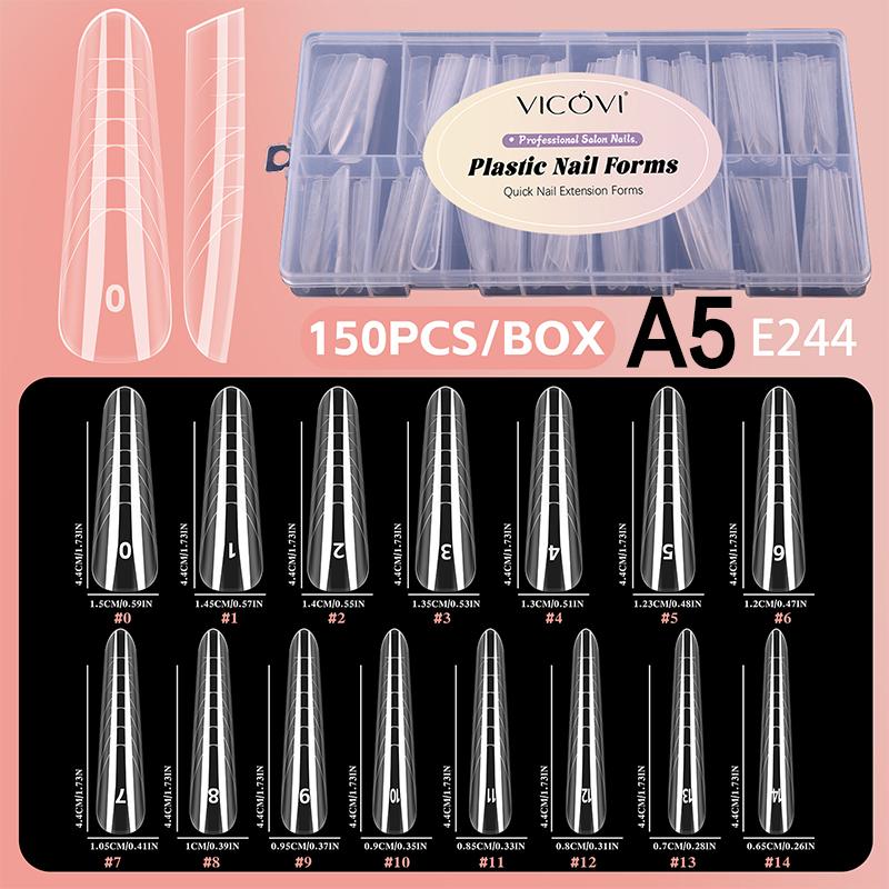 150 Buc/Cutie Forme Duale Unghii Pătrat Coffin Migdală Șablon Extensie Unghii Șabloane pentru Construcție Rapidă Gel UV Instrument Manichiură
