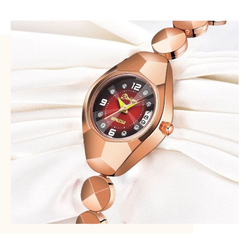 

Модные Элегантные Светящиеся Календарные Водонепроницаемые Часы Женские Красные Нижние Буквальные Бриллиантовые Часы