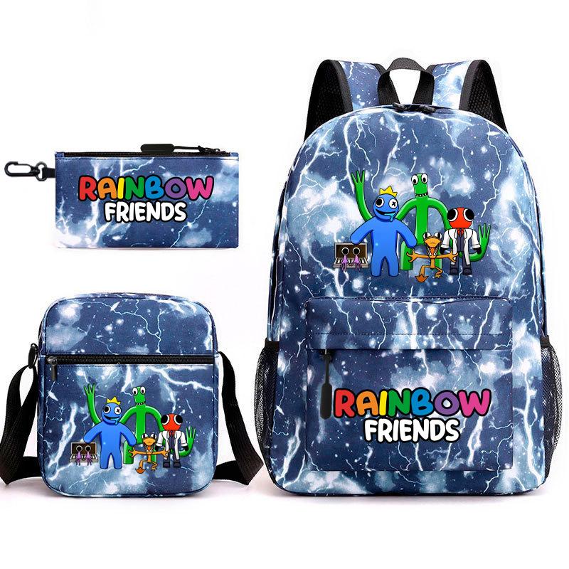 Rainbow Friends Surrounding Backpack Elementary School Student Starry Sky School Bag Three-piece Set