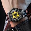 Men Watch Black Stainless Steel Red Compass Rotating Clock Quartz Movement Original Waterproof Casual Sports Watches