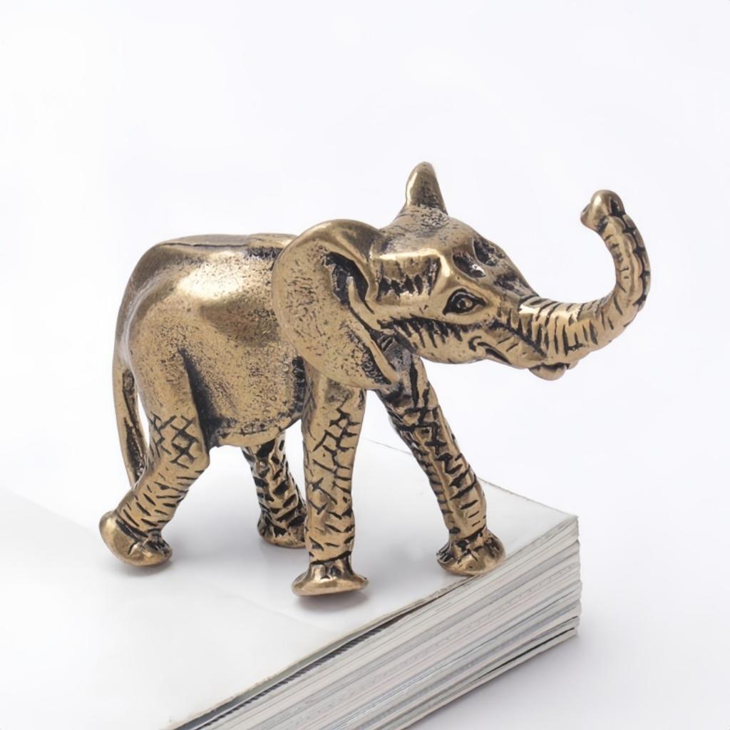 Ottone Antico Elefante Pet da Tè Animale in Miniatura Scultura Decorazione per la Casa Ornamento da Scrivania Ufficio Statuetta da Collezione Vintage Regalo
