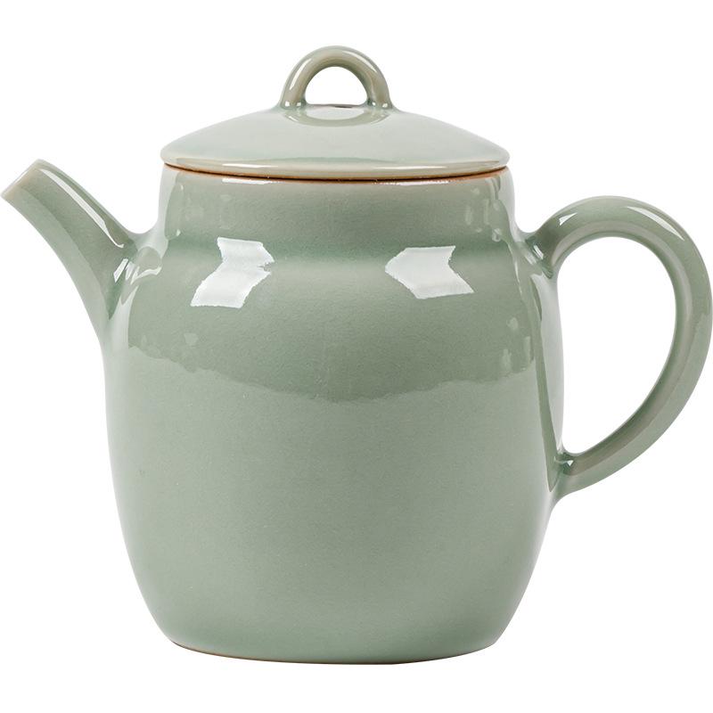 Moonlit Retro Ceramic Teapot with Infuser - New Chinese Style Single Pot for Home Use, Filter Holes for Tea Brewing.