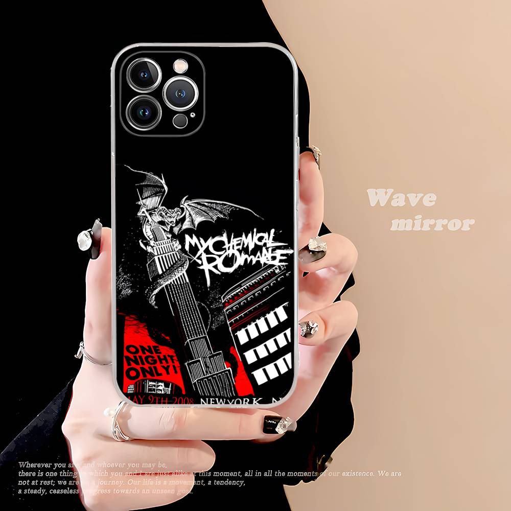 My C-Chemical R-Romance Band Transparent Phone Case For iPhone 16 15 14 13 12 11 Pro Max Plus Soft Cover
