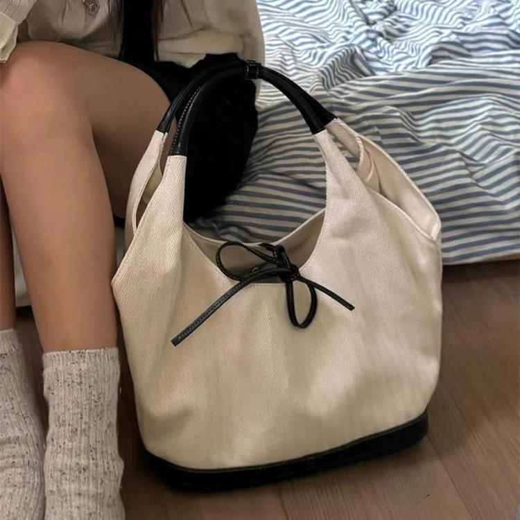 Canvas Tote Bag Women's Shoulder Handbag Large Capacity Commuter Bag Underarm Bag