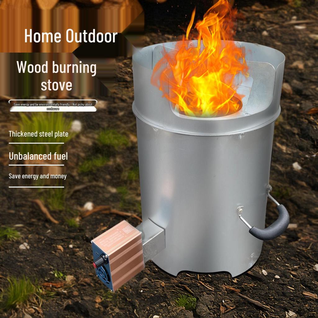 Portable Smokeless Wood-Burning Stove for Outdoor Camping and Rural Home Heating