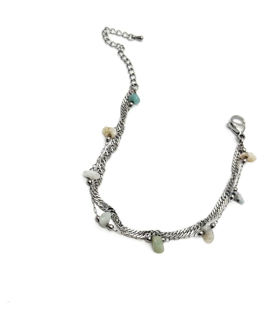 Monoflux Drift Stone Wave Double Chain Bracelet