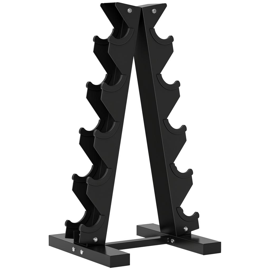 5-Tier Steel Dumbbell Rack with Plastic Inserts. 35x33x66cm. Black