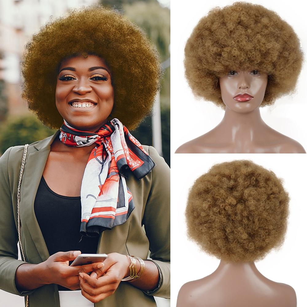 XINRAN Short Synthetic Wigs Afro Kinky Curly Wig for Women Available Black Natural Afro High Temperature Hair