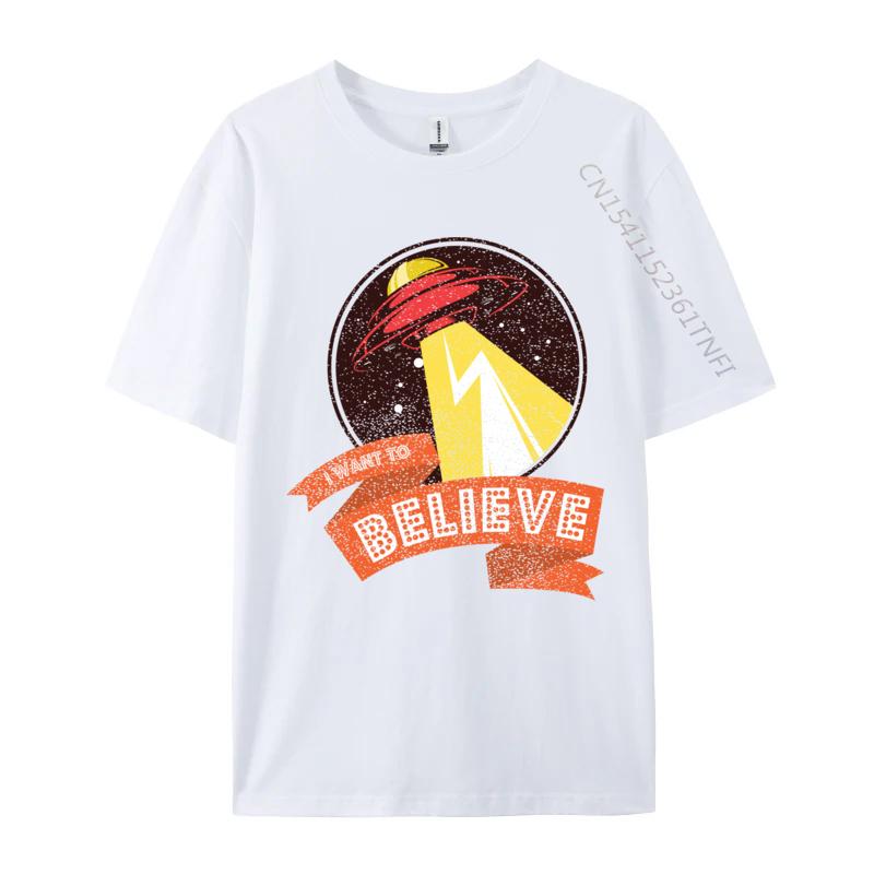 I Want To Believe Funny Ufo Extraterrestrial Alien Normal Luxury Designer TShirts Company ONeck Design Cotton Unisex S