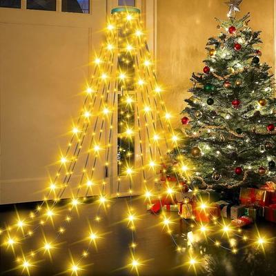 Christmas Lights with Ring, 8 Light Modes,Waterproof LED String Lights,Navidad Multicolor Warm White Remote Control Xmas Tree Decorations Yard Party