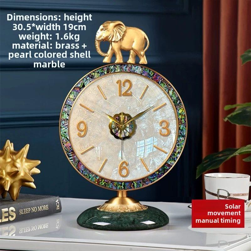 

Luxury Shell Pendulum Table Clock Brass Table Clock Desktop Silent Home Decoration Pendulum Clock