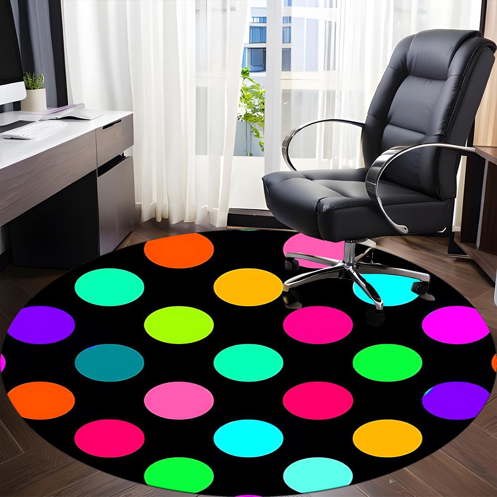 1PC Colorful Dots Pattern Chair Carpet for Office, Indoor Non-Slip Washable Carpet, Soft Comfortable Mat For Office Room yy250930197