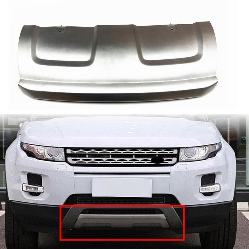 Front Bumper Tow Hook Cover Lip For Land Rover Range Rover Evoque 2010-15 Silver Lower Spoiler Trailer Guard Skid Plate LR048510