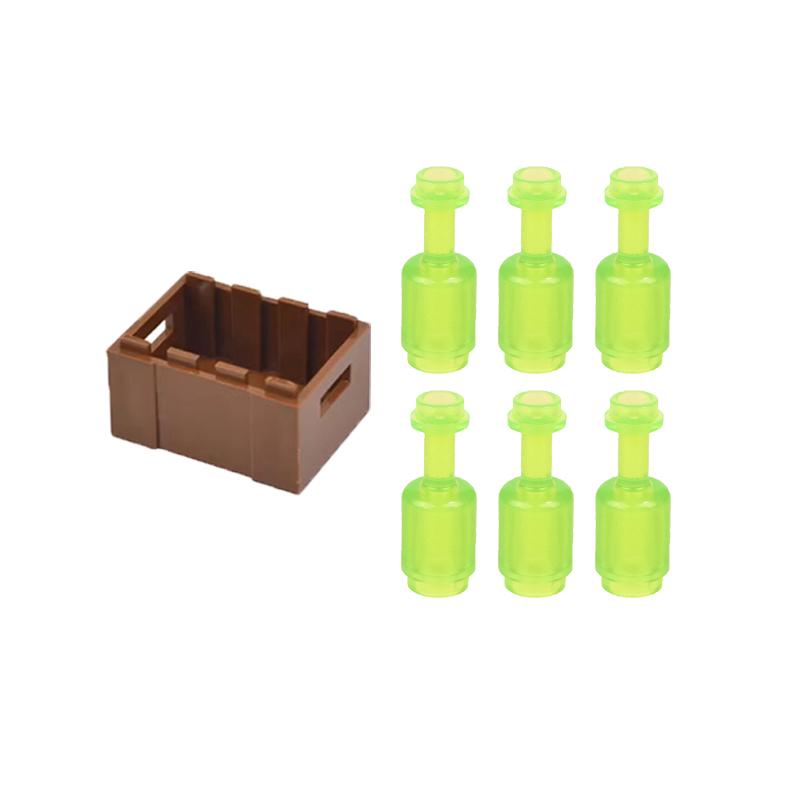 MOC City Building Blocks Character Scene Creative Accessories Mini Brick Color Wine Bottle Reagent Bottle Set Box Toy Gift X007