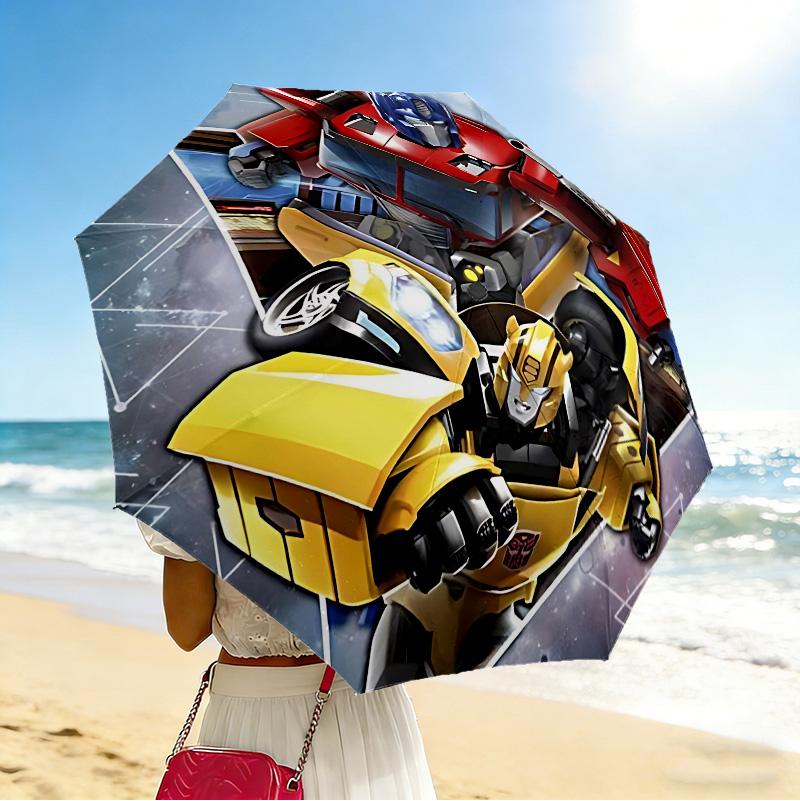 Transformers Adventure 8 Ribs 3Fold Black Glue Uv Protection Umbrella Sun Protection Rainproof Compact Folding Umbrella For Travel Daily Use C923768