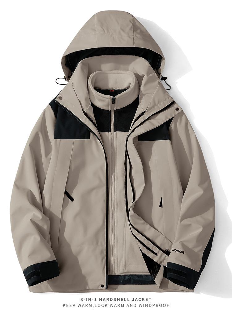 Unisex 3-in-1 Windproof Waterproof Jacket Set for Autumn/Winter Outdoor Travel & Mountaineering