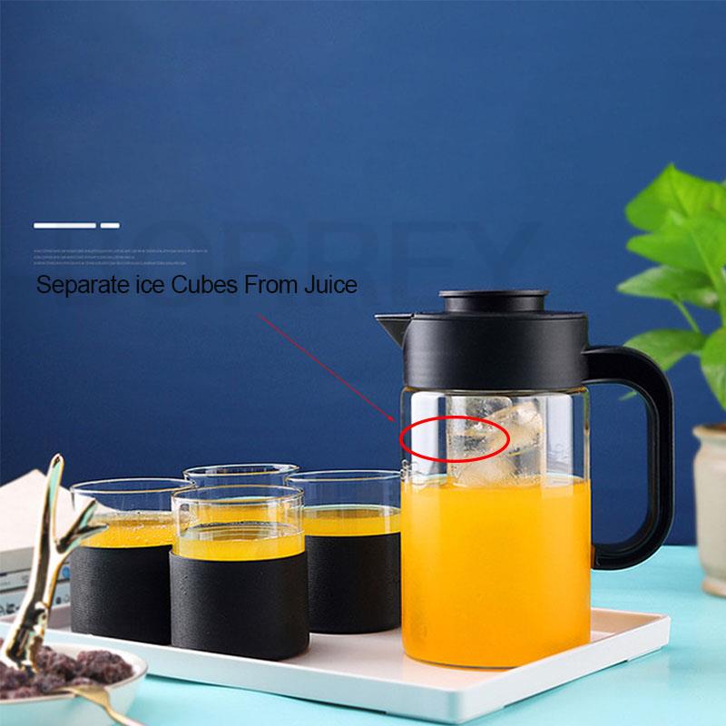 BORREY Big Teapot Heat-Resistant Teapot Flower Tea Kettle Clear Glass Ice Cube Fruit Juice Container Teapot Cool White Kettle