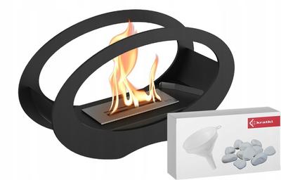 Freestanding Bioethanol Fireplace ECHO Black Accessories Set