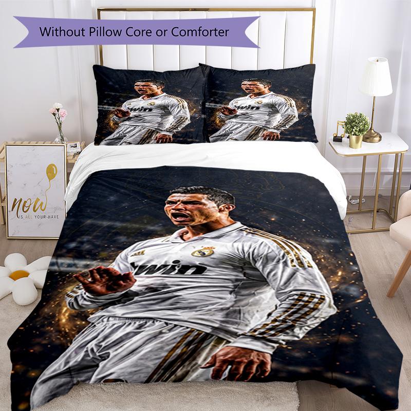 Cristiano Ronaldo Bedding Set Breathable Duvet Cover with Pillowcases Decorative Bed Linen for Bedroom Home Decoration Birthday Gift