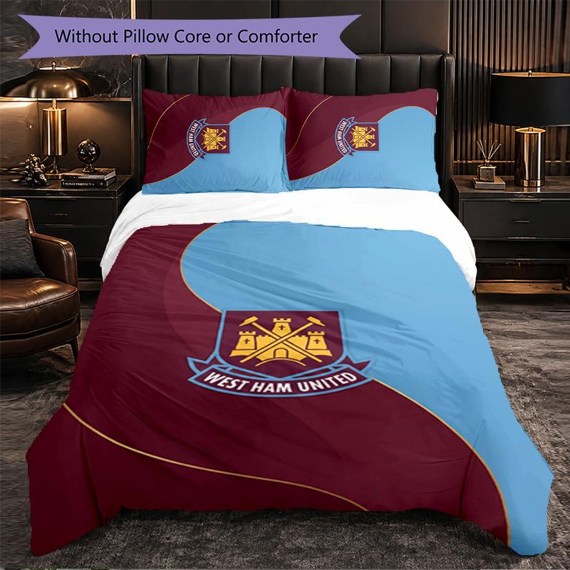 West Ham United Calcio Set Biancheria da Letto 3 Pezzi Morbido Set Copripiumino con Federe Set Decorazione Camera da Letto per la Casa