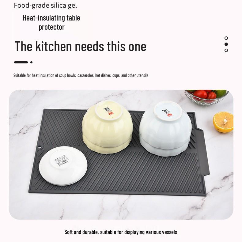 Large Silicone Striped Draining Mat - Minimalist Square Picnic Bar Pad