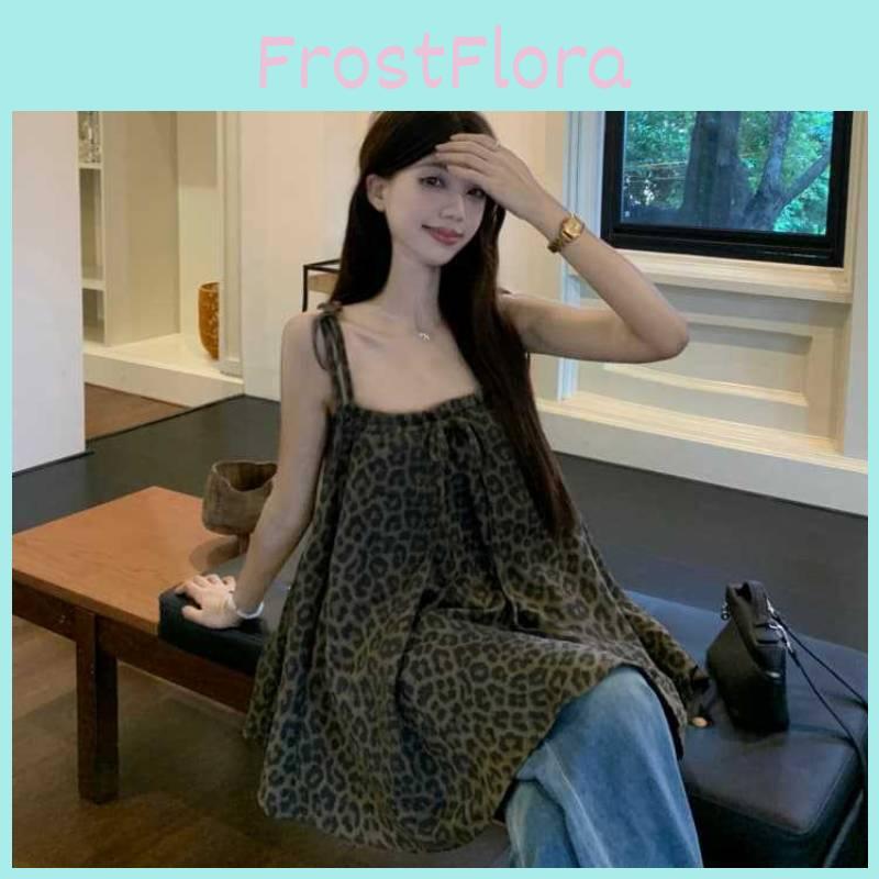 American Leopard Print Sleeveless Tank Top For Summer Fashion Womens Casual Wear