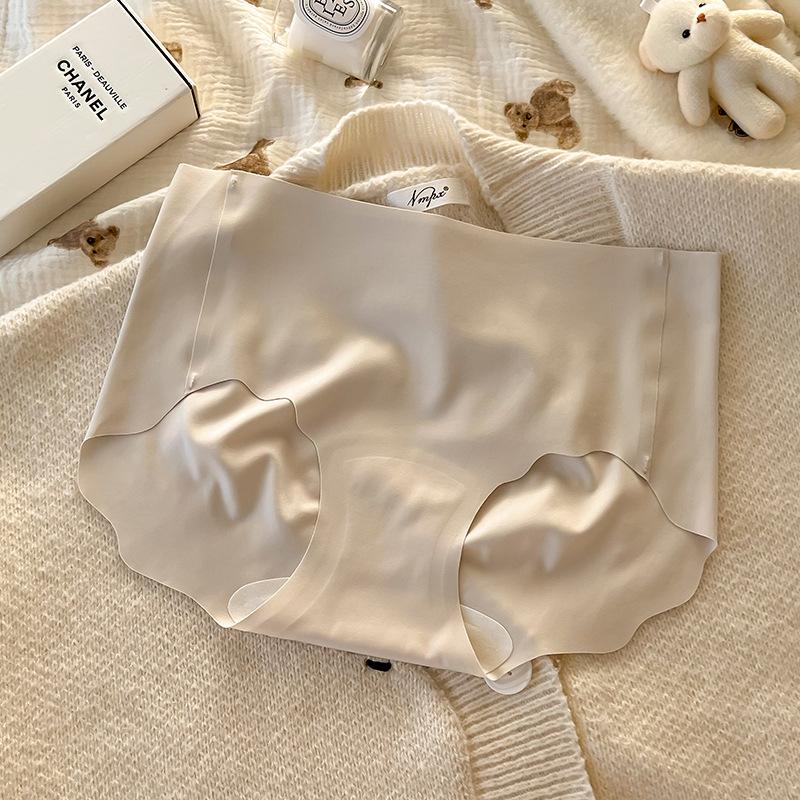 Women's Summer Thin 10A Antibacterial Breathable Ice Silk Cool Feeling High Elastic Non Trace Milk Skin Mid Waist Underwear