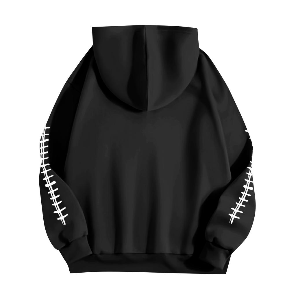 Women's Fashionable, Casual, Comfortable Round-neck, Hooded, Long-sleeved, Rugby-print Warm Sweater