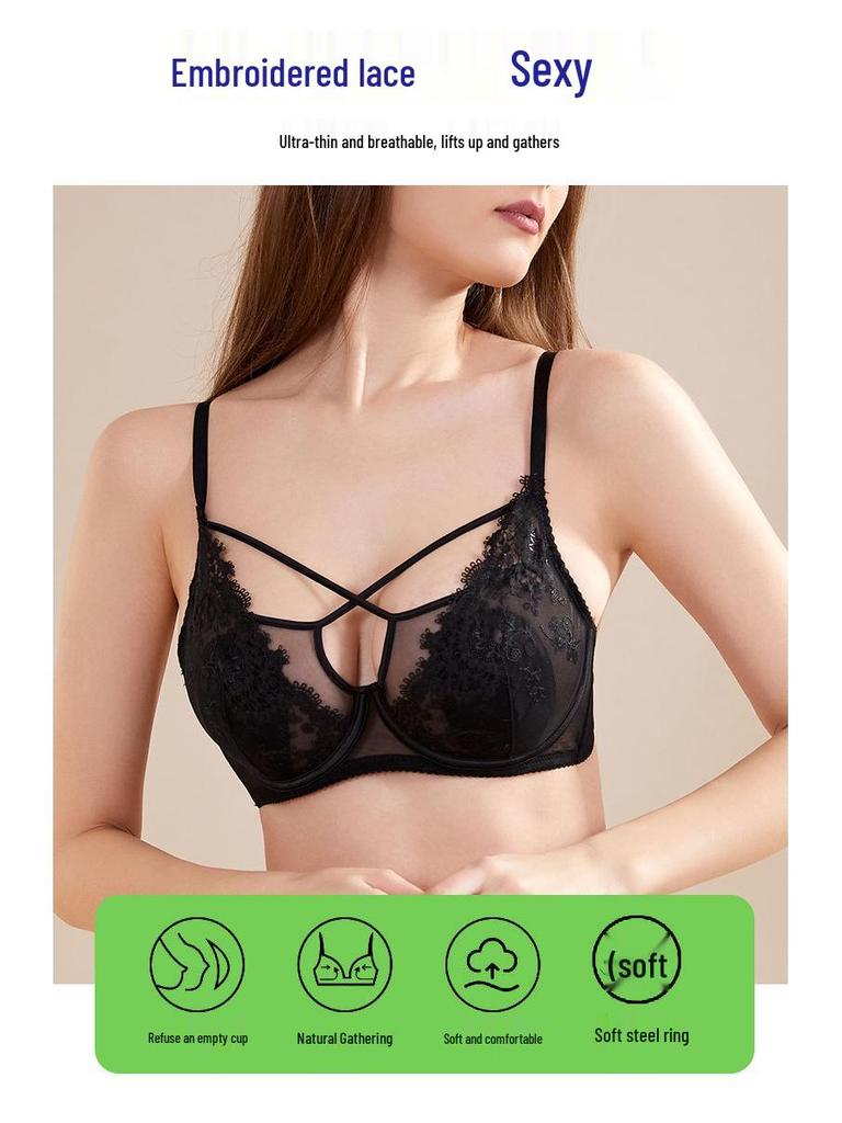French Lace Bunny Ears Push-Up Bra Set for Small Busts