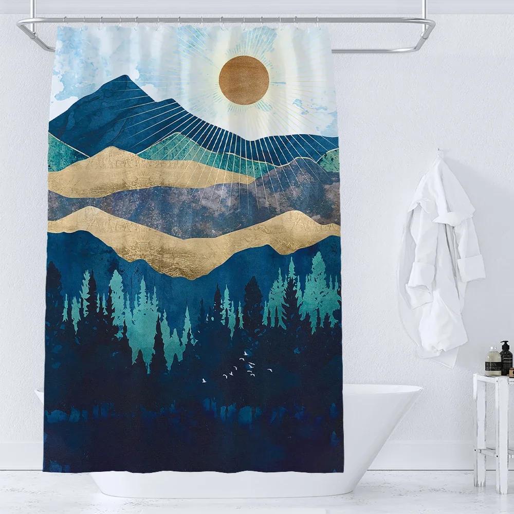 1Pc Art Japanese Pattern Shower Curtain Waterproof Printed Polyester Fabric Bathroom Partition Curtain Home Decorative Curtain