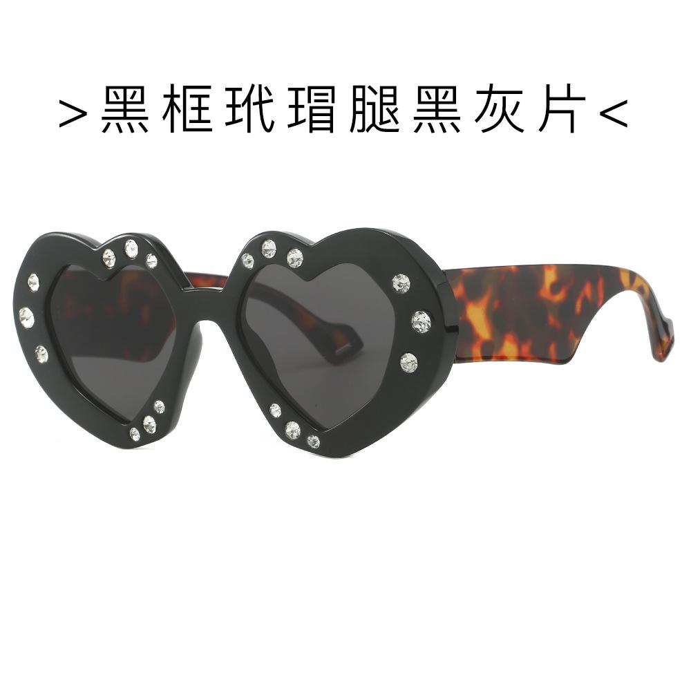 

New Diamond Studded Heart-Shaped Sunglasses Personalized Women S Dance Sunglasses Party Decoration Sunglasses