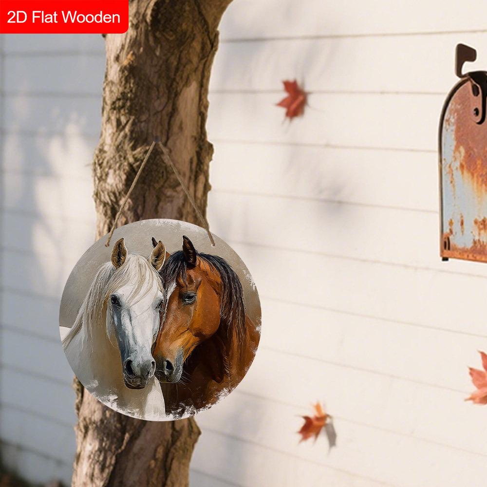 Rustic Wooden Sign with Horse Pattern - Unique Wall Pediments - Ideal for Front Door, Yard, Wall Decor