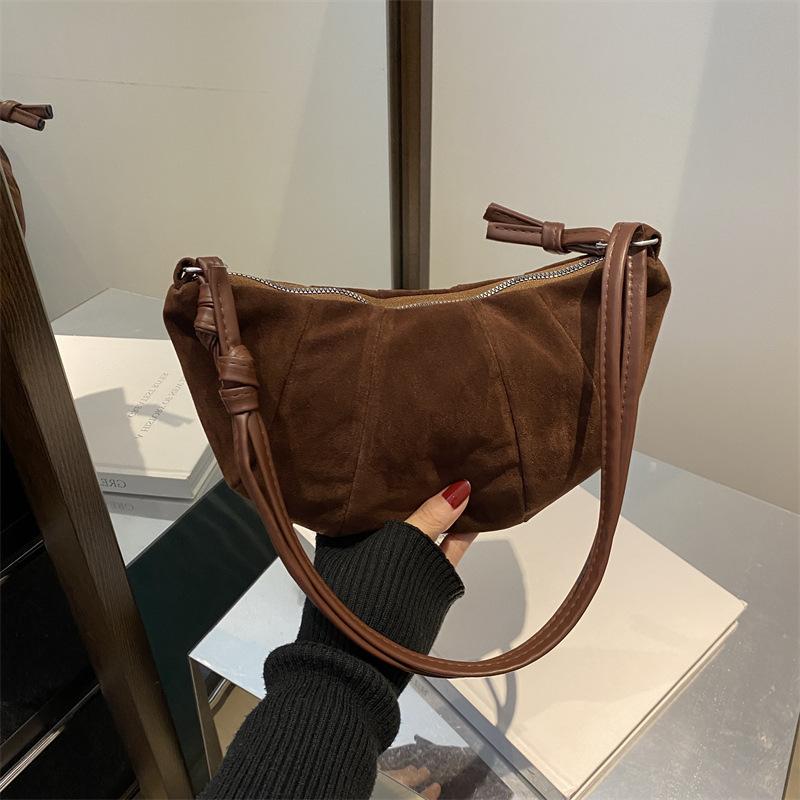 Large capacity splicing croissant 2025 autumn new fashion casual simple crossbody one shoulder dumpling bag women