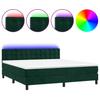 Box Spring Bed with Mattress & LED Dark Green 180 x 200 cm Velvet